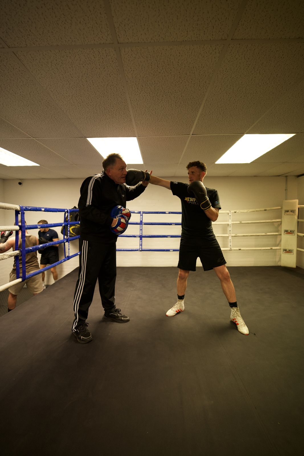 Pad work in the ring at Newpound Boxing Gym